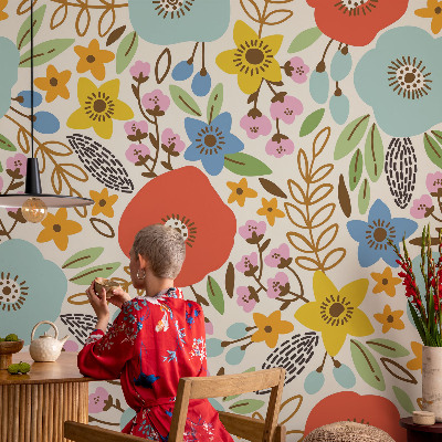 Fototapet för barn med blommönster
