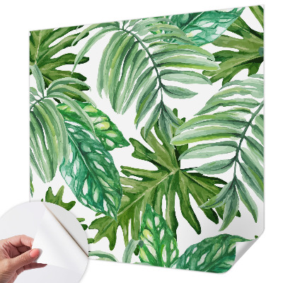 Självhäftande fototapet med motiv av exotiska blad