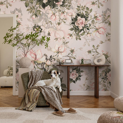 Självhäftande fotovägg med blommönster
