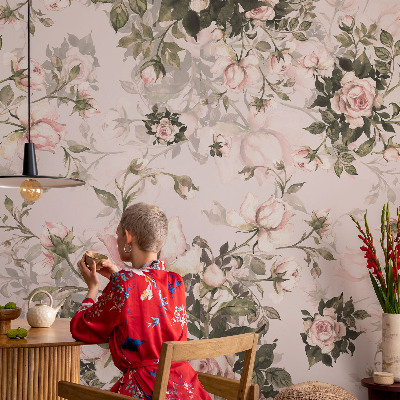 Självhäftande fotovägg med blommönster