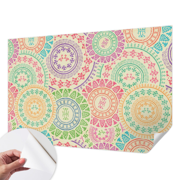 3D fototapet med färgglada mandalas