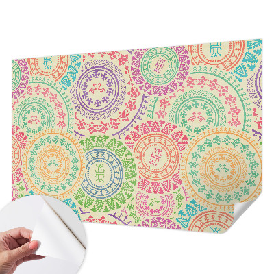 3D fototapet med färgglada mandalas