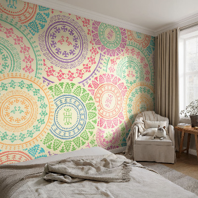 3D fototapet med färgglada mandalas