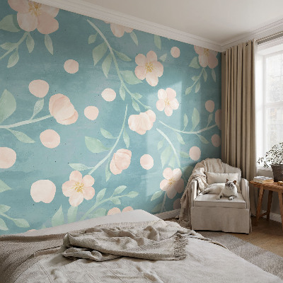 Fototapet för barn med blommönster i en elegant design
