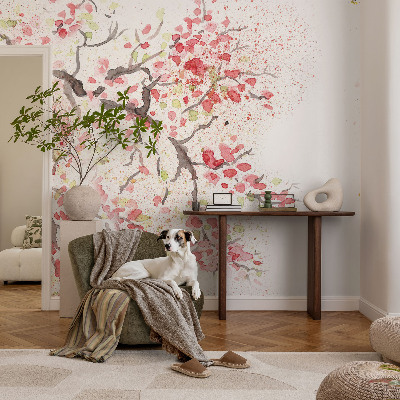 Peel and stick fototapet med motiv av blommande grenar