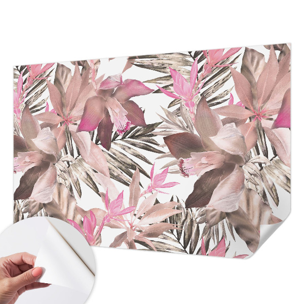 Fototapet barn med exotiska blommor