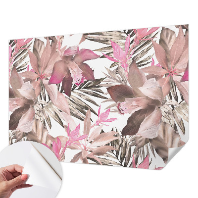 Fototapet barn med exotiska blommor