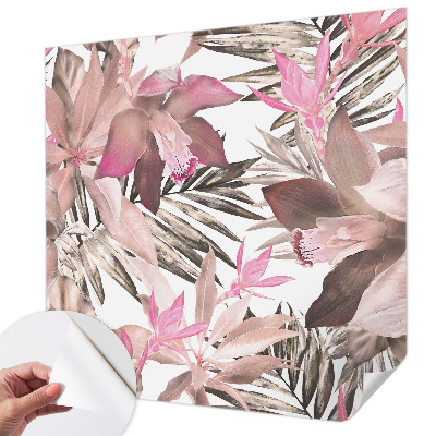 Fototapet barn med exotiska blommor