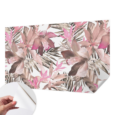 Fototapet barn med exotiska blommor