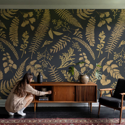 Fototapet för barn med ett mönster av botaniska blad