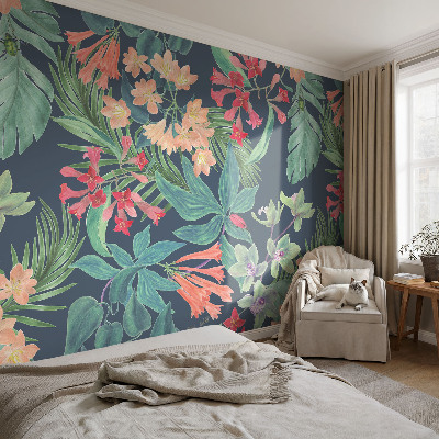 Fototapet barnrum med tropiska blommor