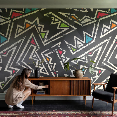Självhäftande fototapet med ett energiskt geometriskt mönster