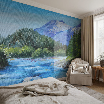 Fototapet barn med motiv av ett bergslandskap