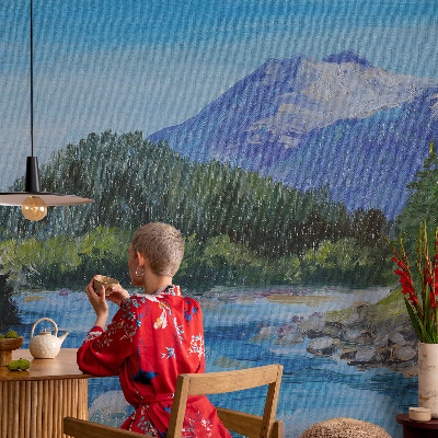 Fototapet barn med motiv av ett bergslandskap