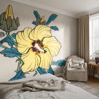 Fototapet barnrum med gul blomma