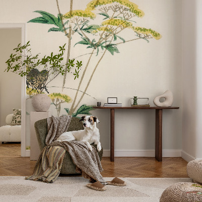 Fototapet för barn med blommor i naturnära färger
