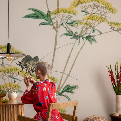 Fototapet för barn med blommor i naturnära färger