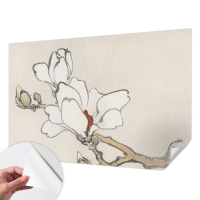 Självhäftande fototapet med ett mönster av delikata magnolior