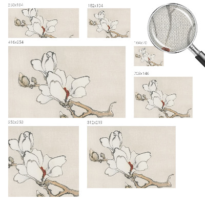 Självhäftande fototapet med ett mönster av delikata magnolior