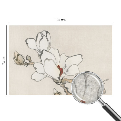 Självhäftande fototapet med ett mönster av delikata magnolior