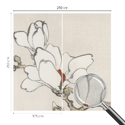 Självhäftande fototapet med ett mönster av delikata magnolior
