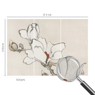 Självhäftande fototapet med ett mönster av delikata magnolior
