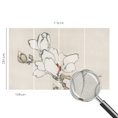 Självhäftande fototapet med ett mönster av delikata magnolior