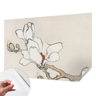 Självhäftande fototapet med ett mönster av delikata magnolior