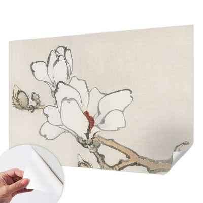 Självhäftande fototapet med ett mönster av delikata magnolior