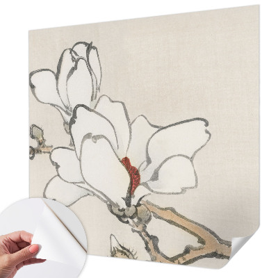 Självhäftande fototapet med ett mönster av delikata magnolior
