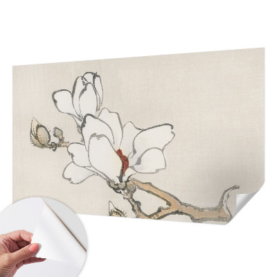 Självhäftande fototapet med ett mönster av delikata magnolior