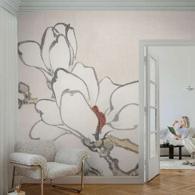Självhäftande fototapet med ett mönster av delikata magnolior