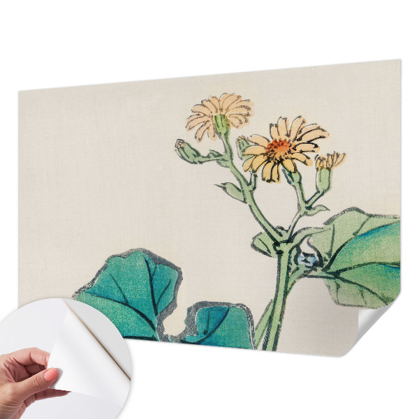 Självhäftande fotovägg med motiv av blommor och blad