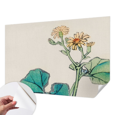 Självhäftande fotovägg med motiv av blommor och blad