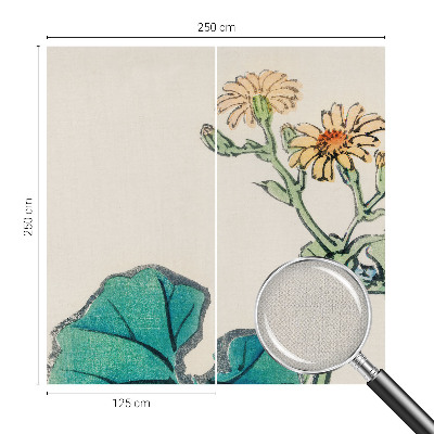Självhäftande fotovägg med motiv av blommor och blad