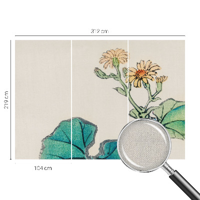 Självhäftande fotovägg med motiv av blommor och blad