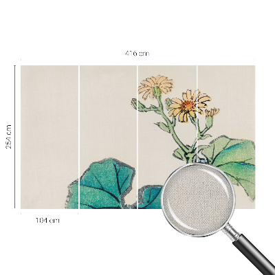 Självhäftande fotovägg med motiv av blommor och blad