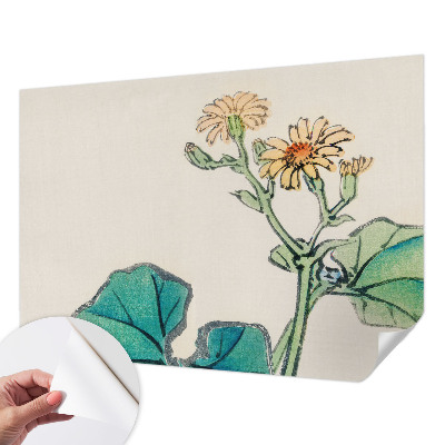 Självhäftande fotovägg med motiv av blommor och blad