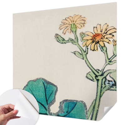 Självhäftande fotovägg med motiv av blommor och blad