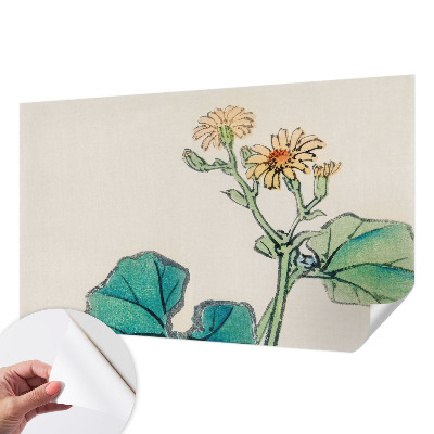 Självhäftande fotovägg med motiv av blommor och blad