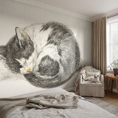 Peel and stick fototapet med motiv av en bedårande kattunge