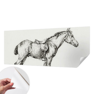 3D fototapet med en skiss av en häst