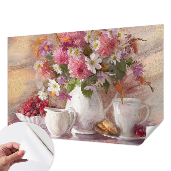 Självhäftande fototapet med motiv av vildblommor