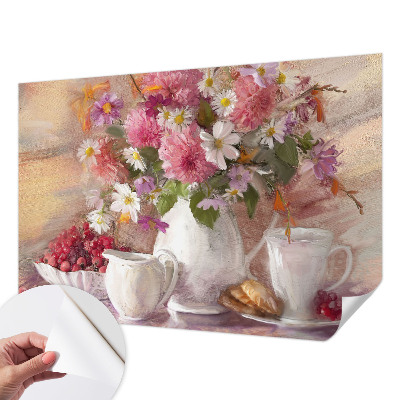 Självhäftande fototapet med motiv av vildblommor