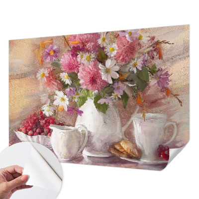 Självhäftande fototapet med motiv av vildblommor