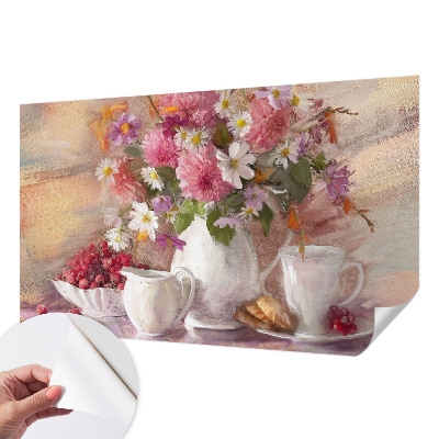Självhäftande fototapet med motiv av vildblommor