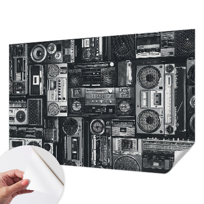 3D fototapet med motiv av en retroradio