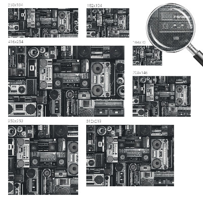 3D fototapet med motiv av en retroradio