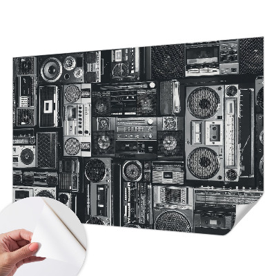 3D fototapet med motiv av en retroradio