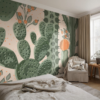 Fototapet för barn med motiv av gröna kaktusar